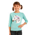 G4T3368 Rock & Roll Cowgirl Girls' War Pony Baseball Tee - Turquoise