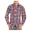 B8S7011 Rock & Roll Cowboy Boys Blue Red Plaid Western Shirt