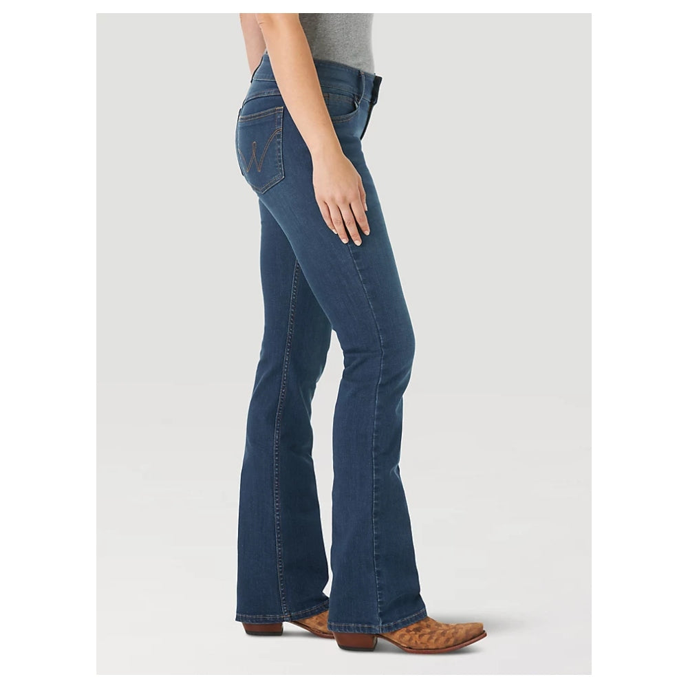 Wrangler Women's Premium Patch Mae Jeans A Gamba Dritta – Vestibilità Sopra I Fianchi, Colore Dark Stone, Taglia 15x34