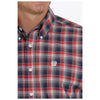 MTW1105276 Cinch Men's Long Sleeve Red White and Blue Button Down Shirt