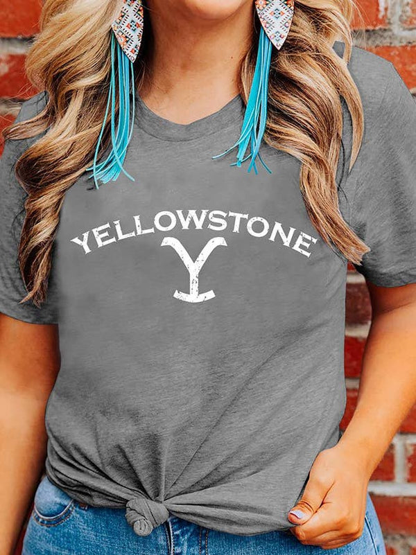 YELLOWSTONE Dutton Ranch Brand Screen Print Grey T-Shirt